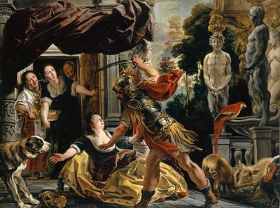 ユリシーズ、Circeを脅かす、c.1630-35 作： Jacob Jordaens