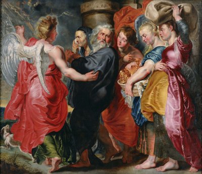 ソドムを去るロトとその家族（ルーベンスの構図に基づく） 作： Jacob Jordaens