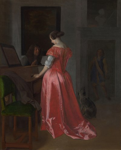 ハープシコードの前に立つ女性 1675年頃 作： Jacob Lucasz. Ochtervelt