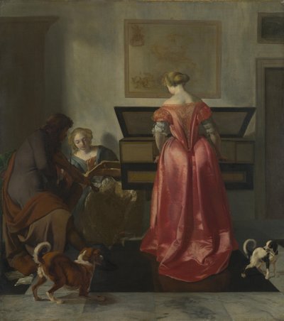 音楽を奏でる二人の女性と一人の男性 1675年頃 作： Jacob Lucasz. Ochtervelt