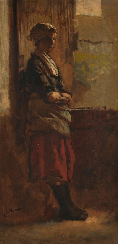 玄関先の女の子。 作： Jacob Maris