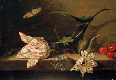 テーブルの上に花のある静物 作： Jacob Marrel