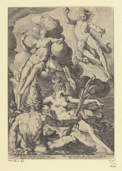 4つの要素 神話的および寓意的な表現 (シリーズ タイトル) 作： Jacob Matham (attributed to)