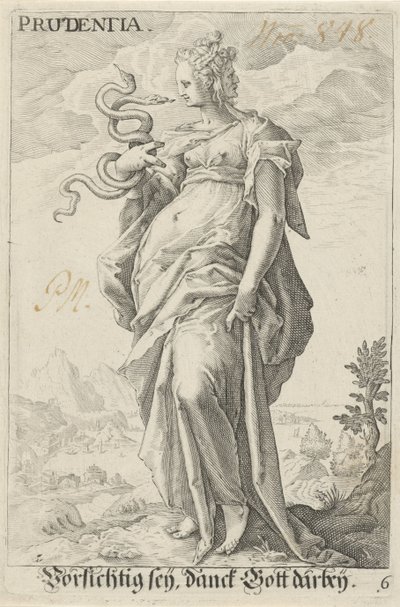 注意（プルデンティア） プルデンシア (オブジェクトのタイトル) 作： Jacob Matham (attributed to)