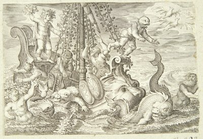 ティレニアの船員はイルカに変身 作： Jacob Matham