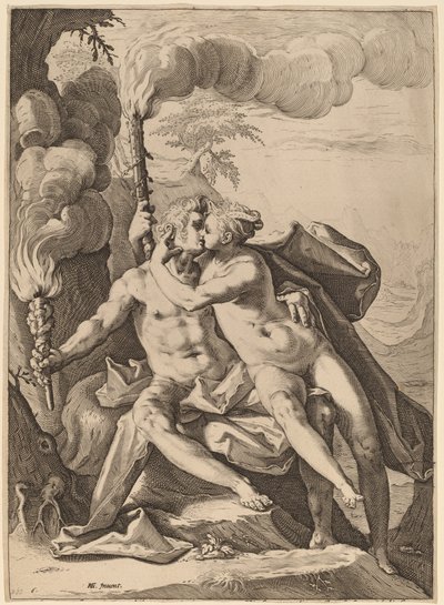 エロスとアンテロス 作： Jacob Matham after Hendrik Goltzius