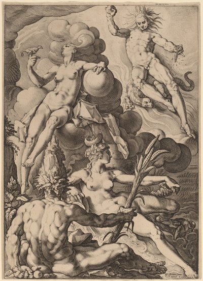 四大元素 作： Jacob Matham after Hendrik Goltzius