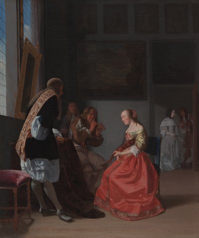 ミュージカル会社、c.1668（キャンバスに油彩） 作： Jacob Lucasz Ochtervelt