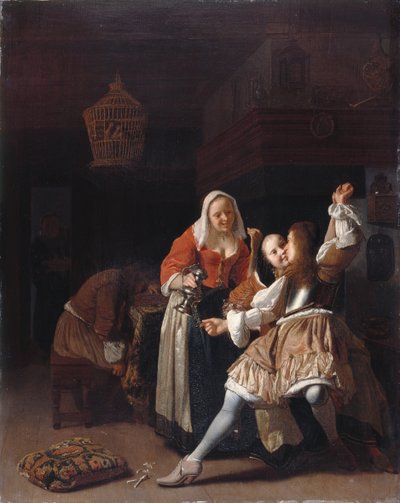 抱擁する騎兵》1660-65年頃（油彩・パネル） 作： Jacob Lucasz Ochtervelt