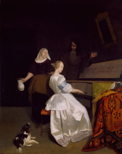 音楽レッスン、1670-72。 作： Jacob Lucasz Ochtervelt