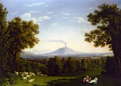 ヴェスヴィオ火山とカゼルタ宮殿のある風景 作： ジェイコブフィリップハッカート