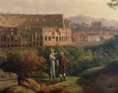 1790年頃、ローマのコロシアムを訪れたヨハンヴォルフガングフォンゲーテ（1749-1832） 作： Jacob Philippe Hackert