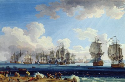1770年7月5日のチェスマの戦い 作： Jacob Philippe Hackert