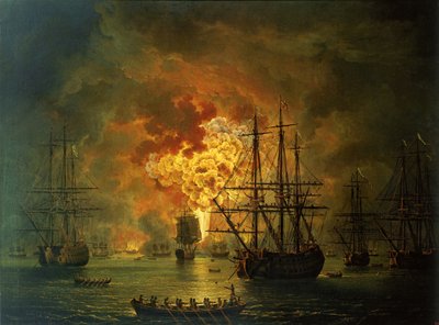 チェスマ湾でのトルコ艦隊の破壊、1772年 作： Jacob Philippe Hackert