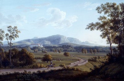 ヤコブ・フィリップ・ハッケルト（1737-1807）の「ペルサーノの眺め」。 作： Jacob Philippe Hackert