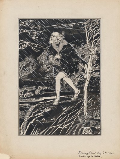 シェイクスピアのリア王の設計図: 荒涼とした嵐の夜のリア王 作： Jacob Pieter van den Bosch