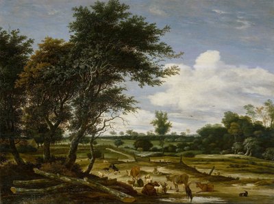 牧夫と牛のいる風景 作： Jacob Salomonsz. van Ruysdael