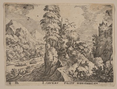 川の右側にある旅人のいる道（「風景」より 作： Jacob Savery I