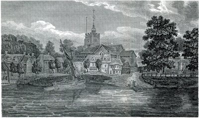 St Nicholas Church Chiswick（チズウィック教会）1807年 Schnebbelieによるエングレーヴィング 作： ジェイコブ・シュネブベリ