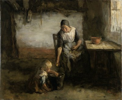 ジャガイモの皮をむく女性 作： Jacob Simon Hendrik Kever