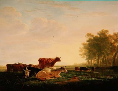風景の中の牛 作： Jacob Van Stry