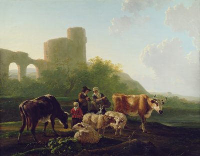 牛と羊の素朴な人物 作： Jacob Van Stry
