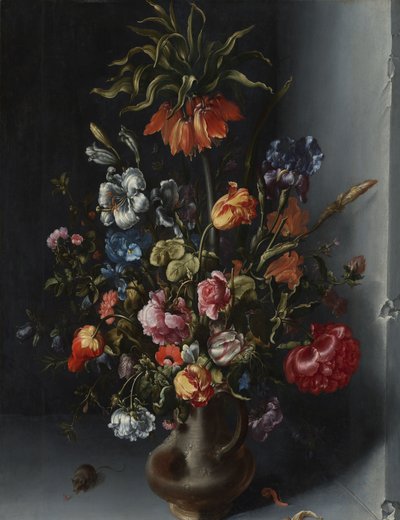 石の壁龕に飾られた王冠のある花の静物 作： Jacob Vosmaer (signed by artist)