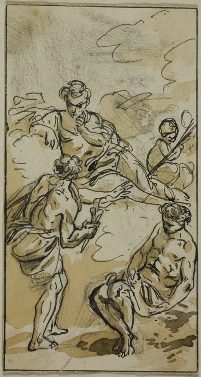 二人の人物に現れる女神 作： Jacob Wilhelm Mechau