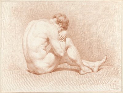 座っている男性の裸体、頭を膝に乗せている 作： Jacob Willemz. de Vos