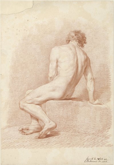後ろから見た着席男性ヌード 作： Jacob Willemz. de Vos