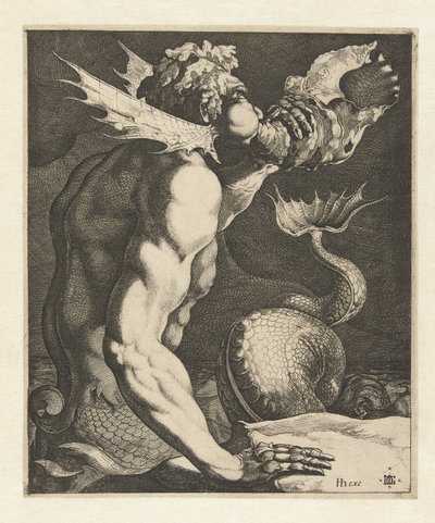 貝殻を吹くトリトン 作： Jacob de Gheyn (III)