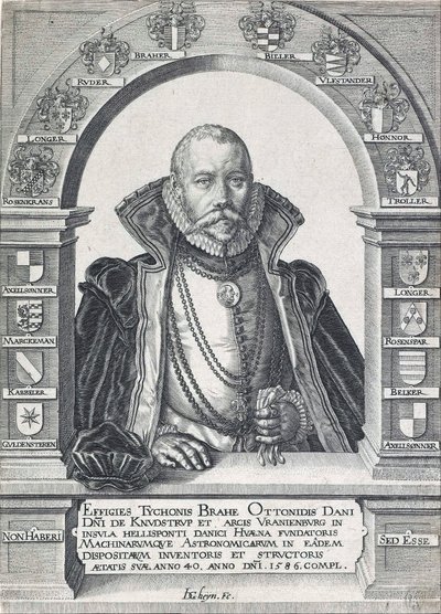 ティコ ブラーエの肖像 1546 年 - 1601 年、パブ。 1586年。 作： Jacob de Gheyn