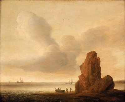 穏やかな海に浮かぶ岩、17世紀半ばから後半、油彩・パネル 作： Jacob de Gruyter