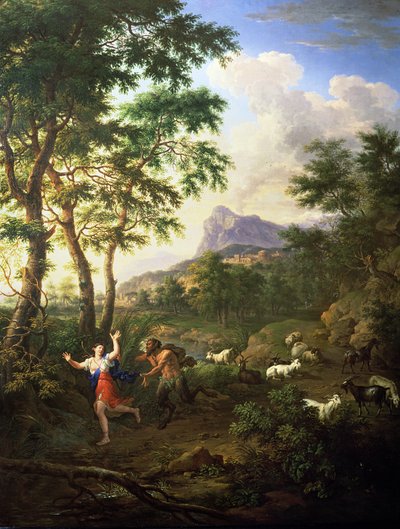 パンとシリンクスのあるアルカディアンの風景 作： Jacob de Heusch