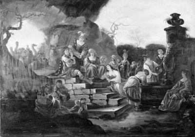 噴水のそばの陽気な会社 作： Jacob de Wet d.Æ.