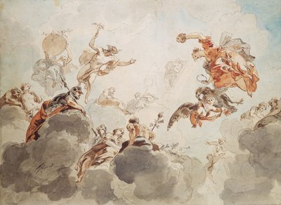 ハーグのハッデハウスの天井のデザイン（紙にペンと茶色のインクとトイレ） 作： Jacob de Wit