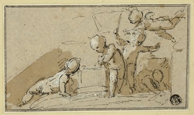 プレー中の5つのプッティ 作： Jacob de Wit