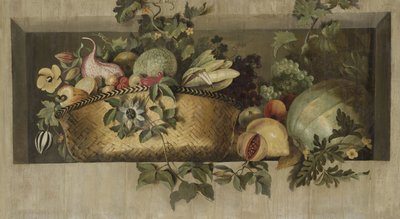 果物と花の花輪のある静物 作： Jacob van Campen