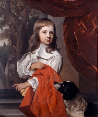 犬のいる少年の肖像、1658年。 作： Jacob van Loo