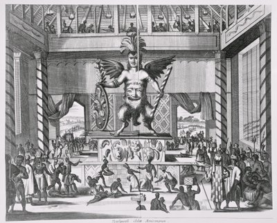 メキシコの神Huitzilopochtli、「Montanus de Niewe and Unknown Weereld」、1671年 作： Jacob van Meurs