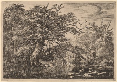 銀行に旅行者がいる森の湿地 (旅行者) 作： Jacob van Ruisdael