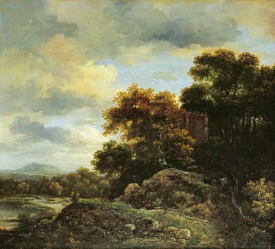 樹木が茂ったヒロックのある風景 作： Jacob van Ruisdael