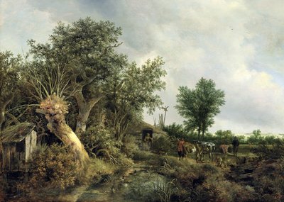 小屋のある風景、1646 作： Jacob van Ruisdael