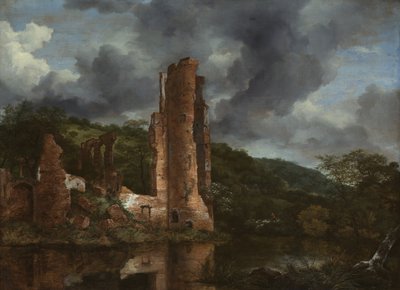 エグモンド城の廃墟のある風景、165055。 作： Jacob van Ruisdael