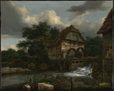 2 つの水車小屋と 1 つの水門 作： Jacob van Ruisdael