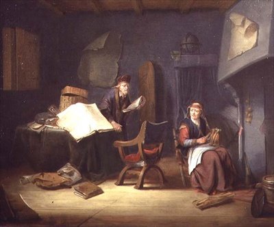 学者とおばあさんが回転しているインテリア（パネル） 作： Jacob van Spreeuwen