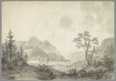川のある山の風景 作： Jacob van Strij