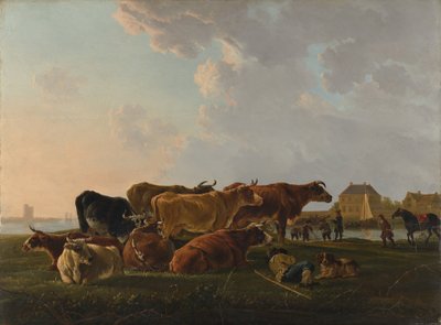 おそらく牛のいる風景。 1800。 作： Jacob van Strij
