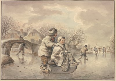 スケートをする人々が描かれた冬の風景 作： Jacob van Strij
