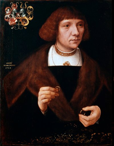 指輪のある男性の肖像画、1524年。 作： Jacob van Utrecht